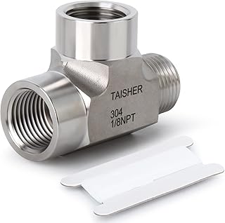TAISHER 1PCS Forging of 304 Stainless Steel Tee Pipe Fittings, 1/8" NPT Female x 1/8" NPT Female x 1/8" NPT Male Pipe Fittings, Male Run Tee