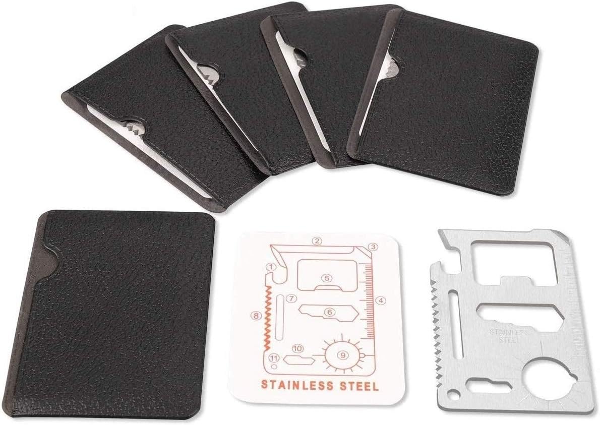 11 in 1 Tools For Men Beer Opener Survival Tool Credit Card Size Fits For Wallet Pocket (5Pack)