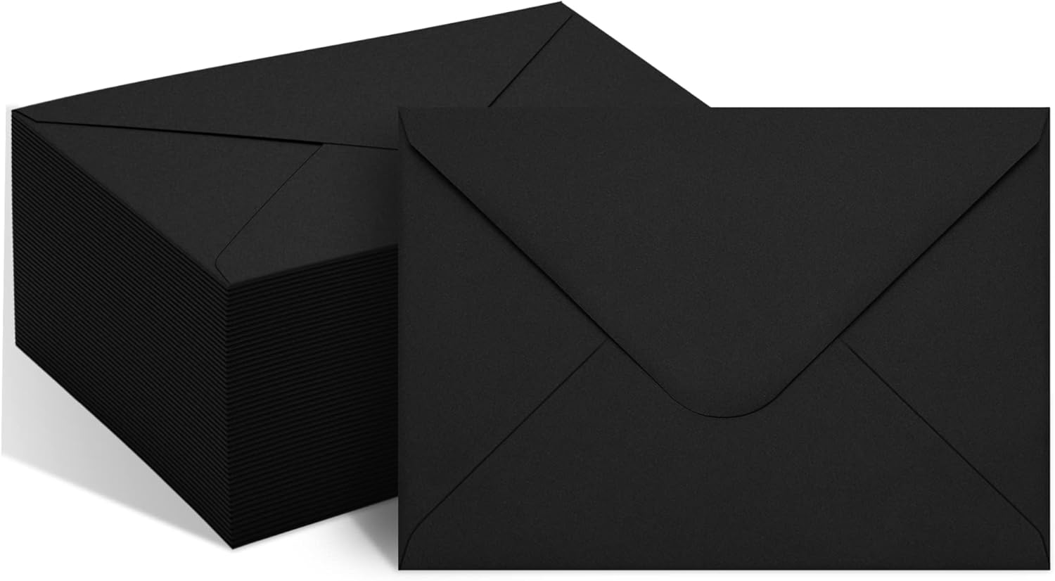 50 Packs of A7 Envelopes for Invitation, Black 5x7 Envelopes with V Flap, Great for Graduation, Invitation, Baby Shower, Wedding and RSVP Cards (Black)