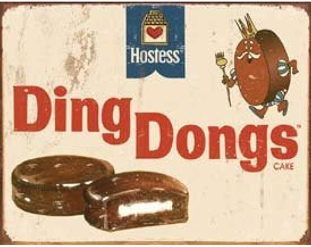 Biopracess Vintage Yummy Hostess Ding Dongs! Cute Vintage Replica Tin Sign Warning Tin Sign 8x12 inches