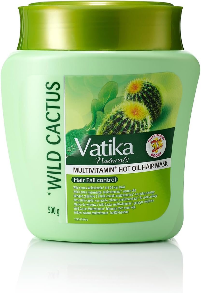 Vatika Naturals Multivitamin Cactus Hair Mask - 500g | For Hair fall control | Enriched With goodness Of Cactus, Garlic, Ghergir | Blended With Vital Multivitamins