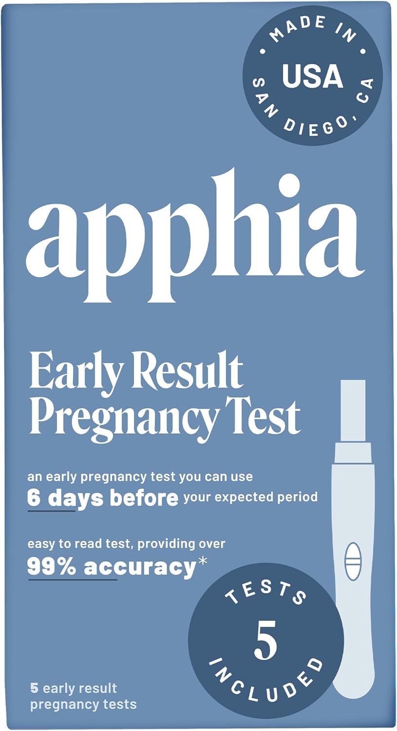 apphia Early Detection Pregnancy Test (5 Pack) – Get Results 6 Days Sooner – Made in The USA