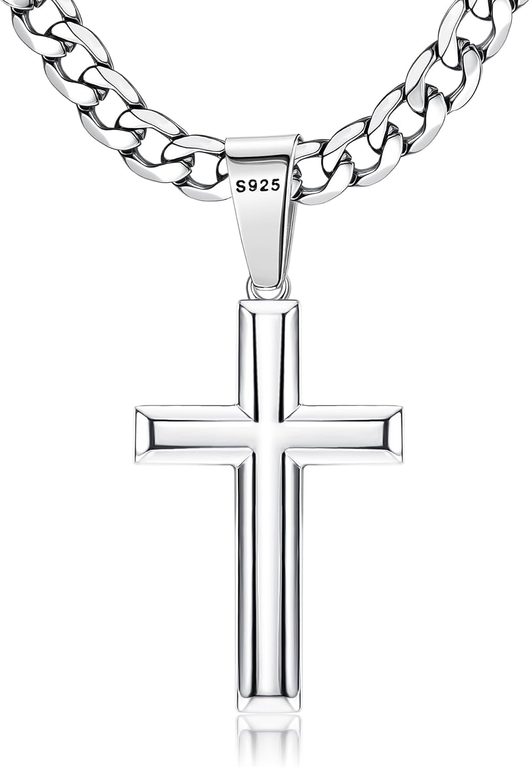 Besteel 925 Sterling Silver Cross Necklace for Men Women 16-30 Inches