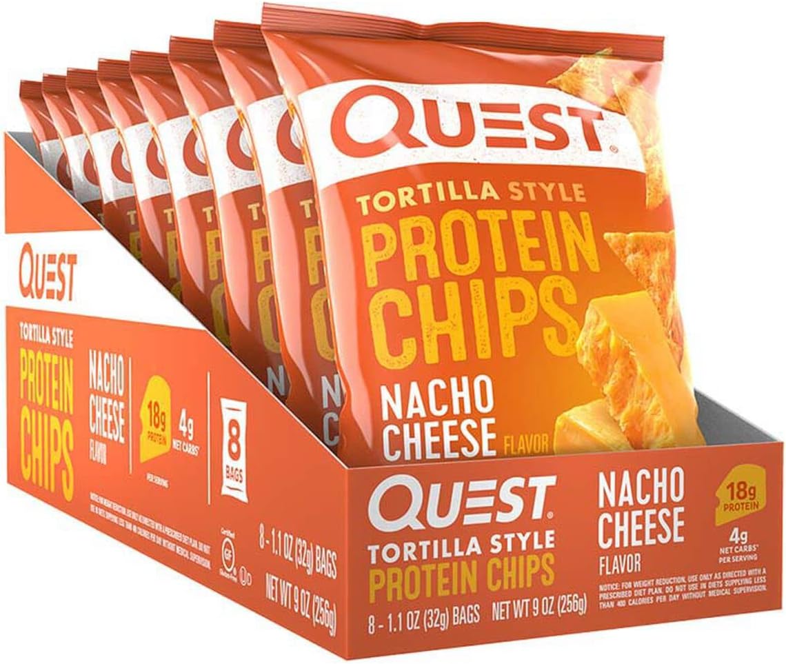 Quest Nutrition Protein Tortilla Chips, Nacho, 8 Count