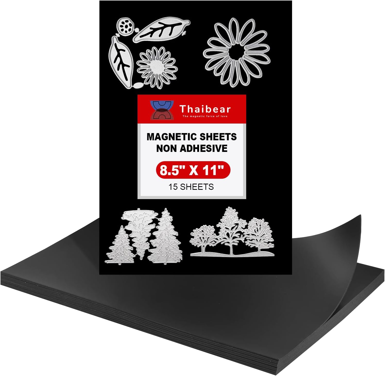 Thaibear Magnetic Sheets 8.5" x 11" Non Adhesive, 15 Pack Flexible Magnet Sheets for Stamp Dies Storage, Die Cut Storage Magnet Sheet for Crafts, DIY Scrapbooking, Photos Magnets