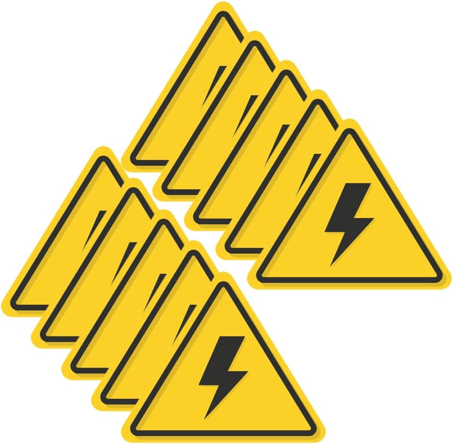 10 Pcs Danger Symbol Electrical Hazard Warning Safety Sign Sticker - 5 cm x 4.2 cm - Self Adhesive Vinyl