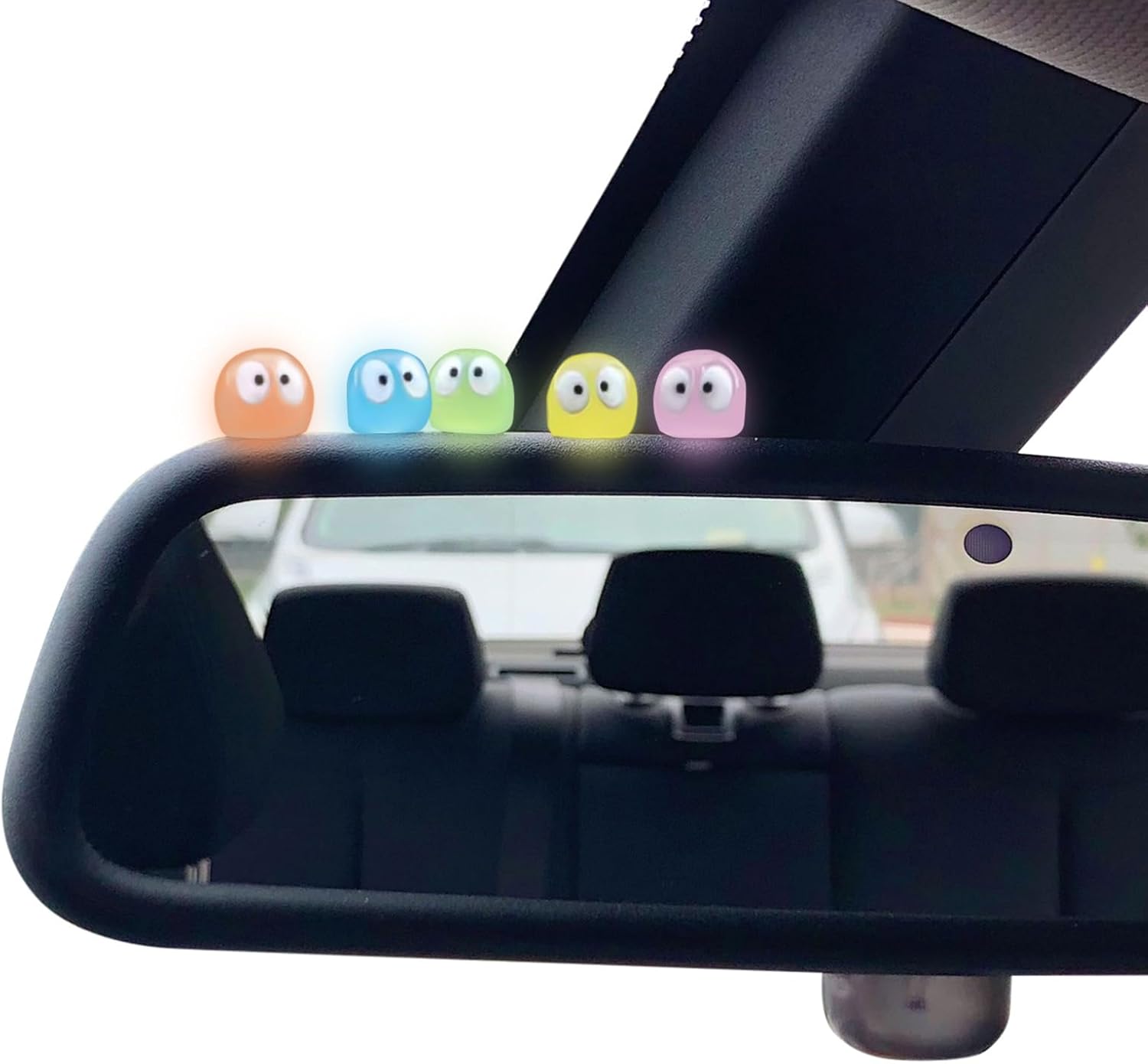 Ethlomoer 20 PCS Colorful Luminous Soot Sprites Car Decor Set,Rearview Mirror and Dashboard Accessories for Cute Anime Theme Interior Decor, Cute Anime Decor for Car Rearview Mirror.