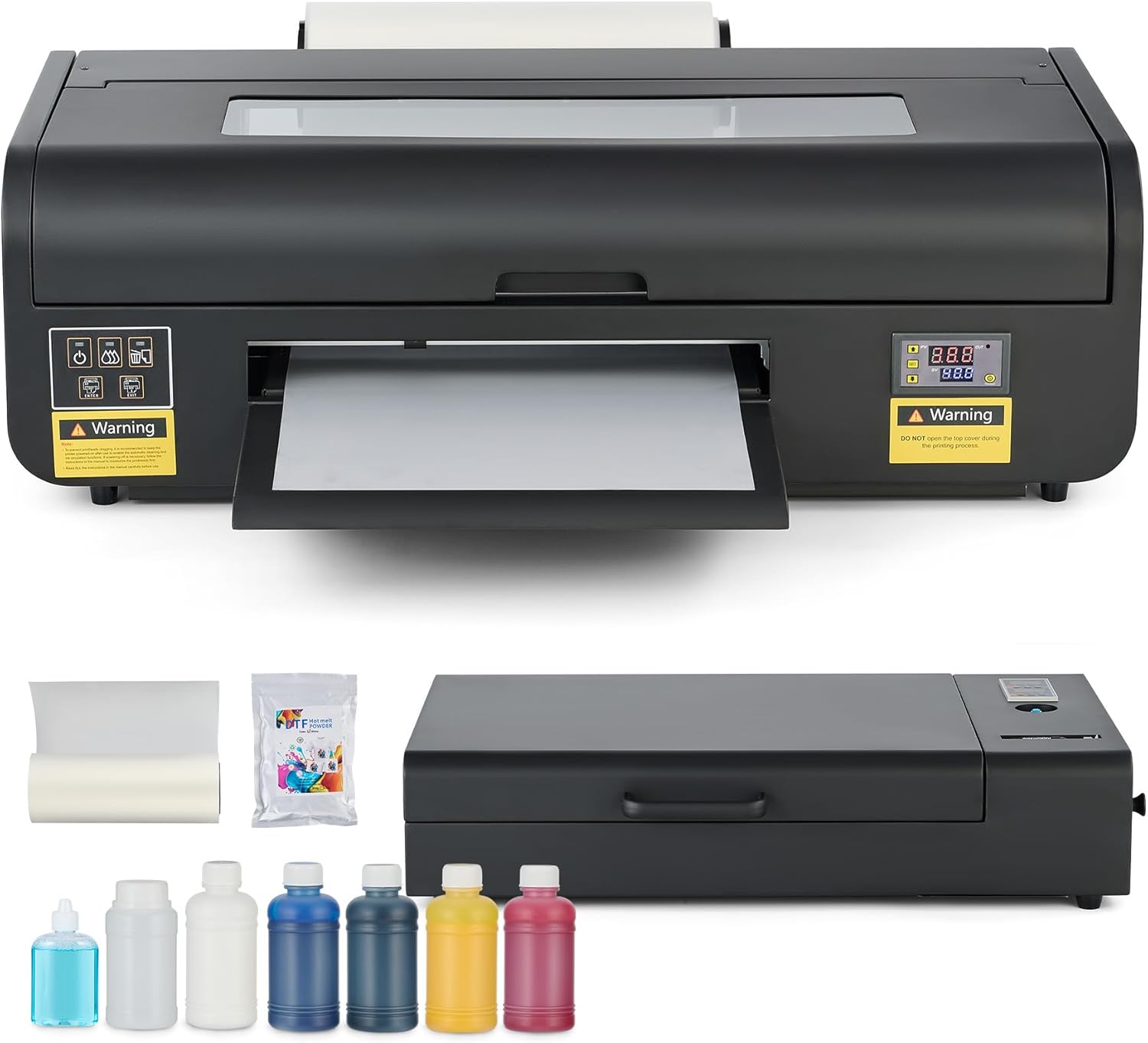 CREWORKS A3 DTF Printer, L1800 Transfer Printing Machine with White Ink Circulation & Stirring System, Auto Cleaning DTF Transfer with Oven Film Roll & Inks