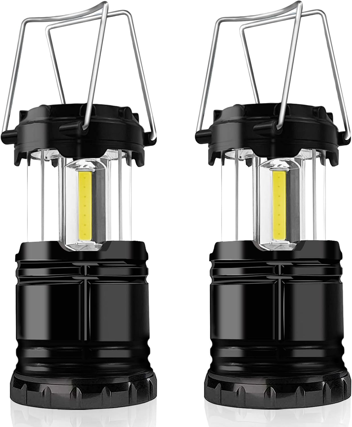 Jsdoin Camping Lights, 2 x Camping Lantern Battery Operated Portable LED Camping Lamp with Foldable Hook, Tent Lights Waterproof Outdoor Hanging Lamp for Emergency, Hiking, Camping, Black