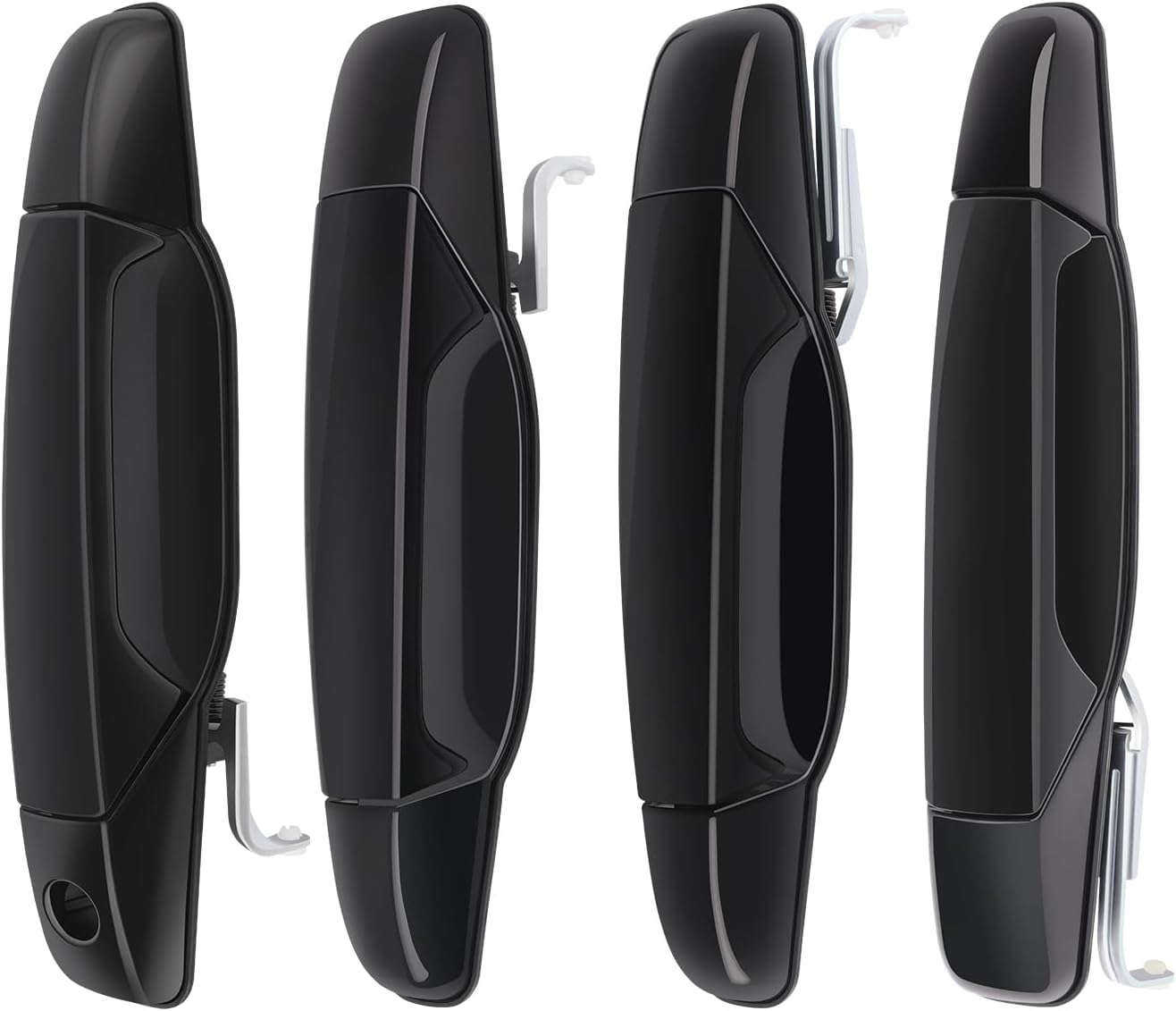 Exterior Black Door Handle - Compatible with 2007-2013 Chevy Silverado, Suburban, Tahoe, Avalanche, GMC Sierra, Yukon, Cadillac Escalade Pickup Truck SUV - 4 PCS Front Rear Driver & Passenger Side