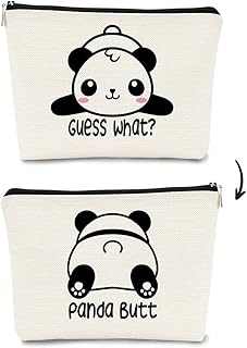 Cute Baby Panda Guess What It's Pug Butt Makeup Bag,Funny Cartoon Cute Panda Cosmetic Bag Best Gift Idea for Panda Loves,Birthday Christmas for Girls Women, Makeup Case for Teen Girls Daughter