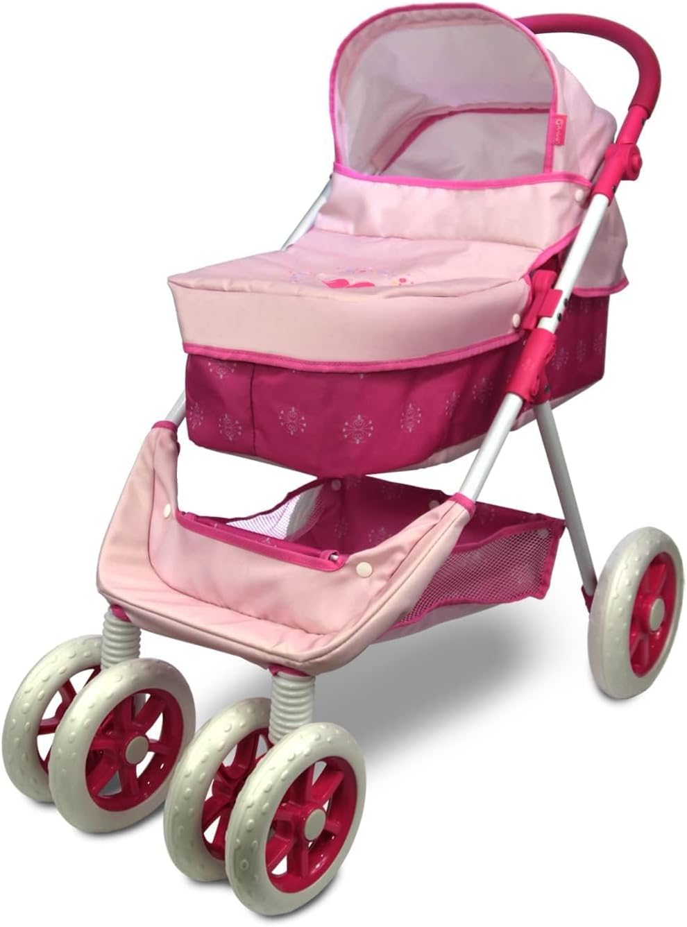 ANIVIA Dolls Pram, Doll Pushchair, 2 in 1 Stroller Dolls Pushchair & Pram Toys Gift for Kids, Suitable Dolls Up to 18 inch - Pink