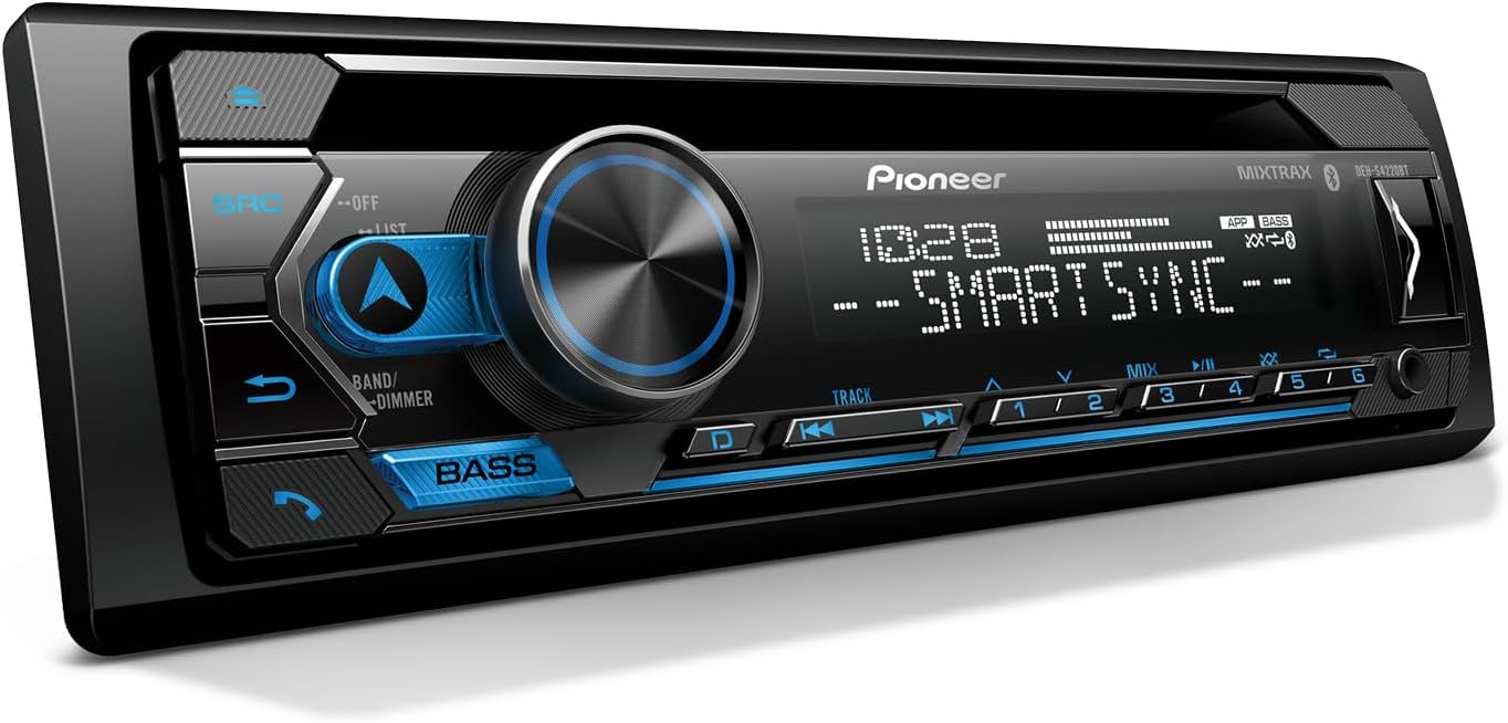 Pioneer DEH-S4220BT Single-Din Bluetooth CD Receiver with USB/AUX Inputs, Pioneer Smart Sync, and Hands-Free Calling for Enhanced in-Car Audio Experience