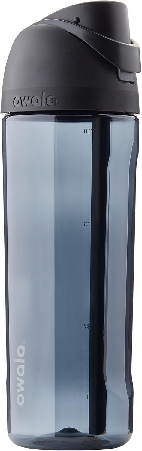 Owala FreeSip Tritan Drinks Bottle with Popper and Built-in Straw, 735 ml, Very, Very Dark