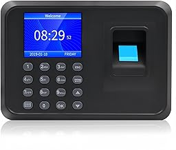 Office Fingerprint Time Clock, Fingerprint Attendance Machine Supports Multi-Language and Data Transfer, Quick and Accurate Time Punch Clocks for Employees Small Business, Black