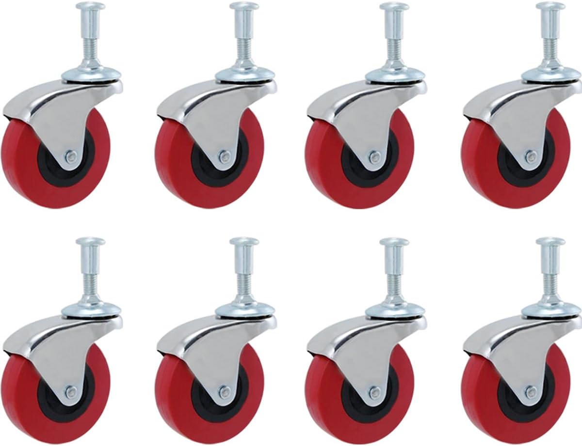 8 Pack Heavy-Duty 2" Low Profile Swivel Caster Wheel for Creeper Service Cart Stool Post Mount
