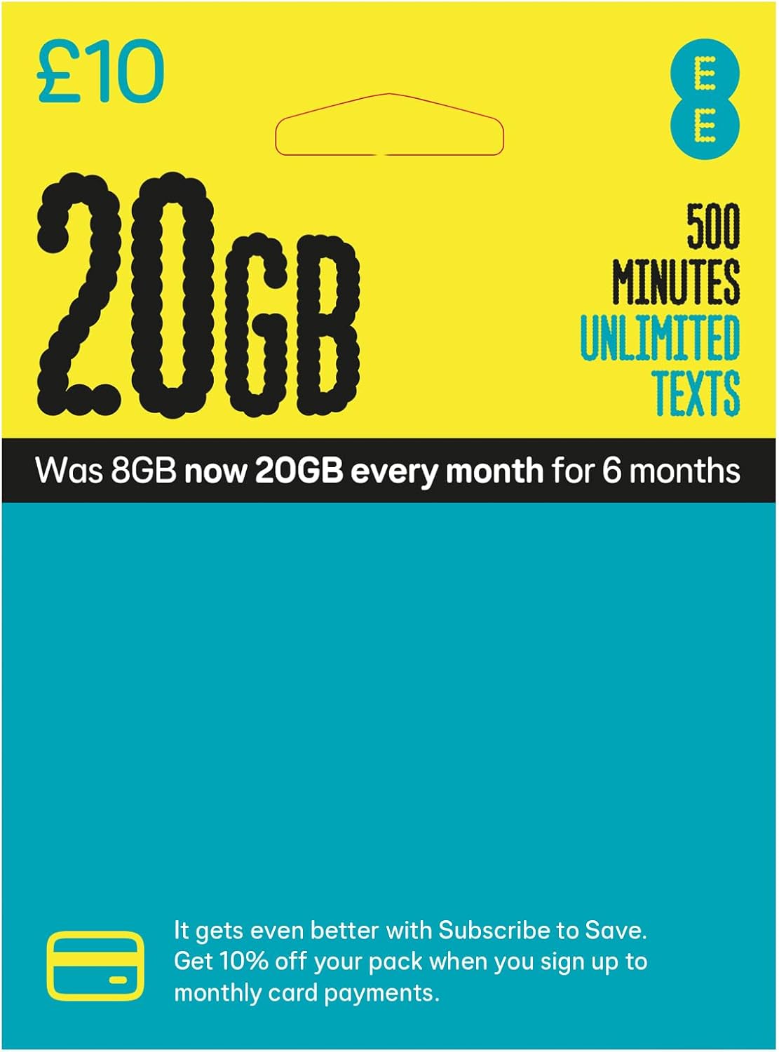 EE Pay As You Go SIM Card UK PREPAID PAYG £10 Bundle 8GB + (12GB FREE DATA every month for 6 months with regular top ups (Promotion request deadline of 07.10.2025)