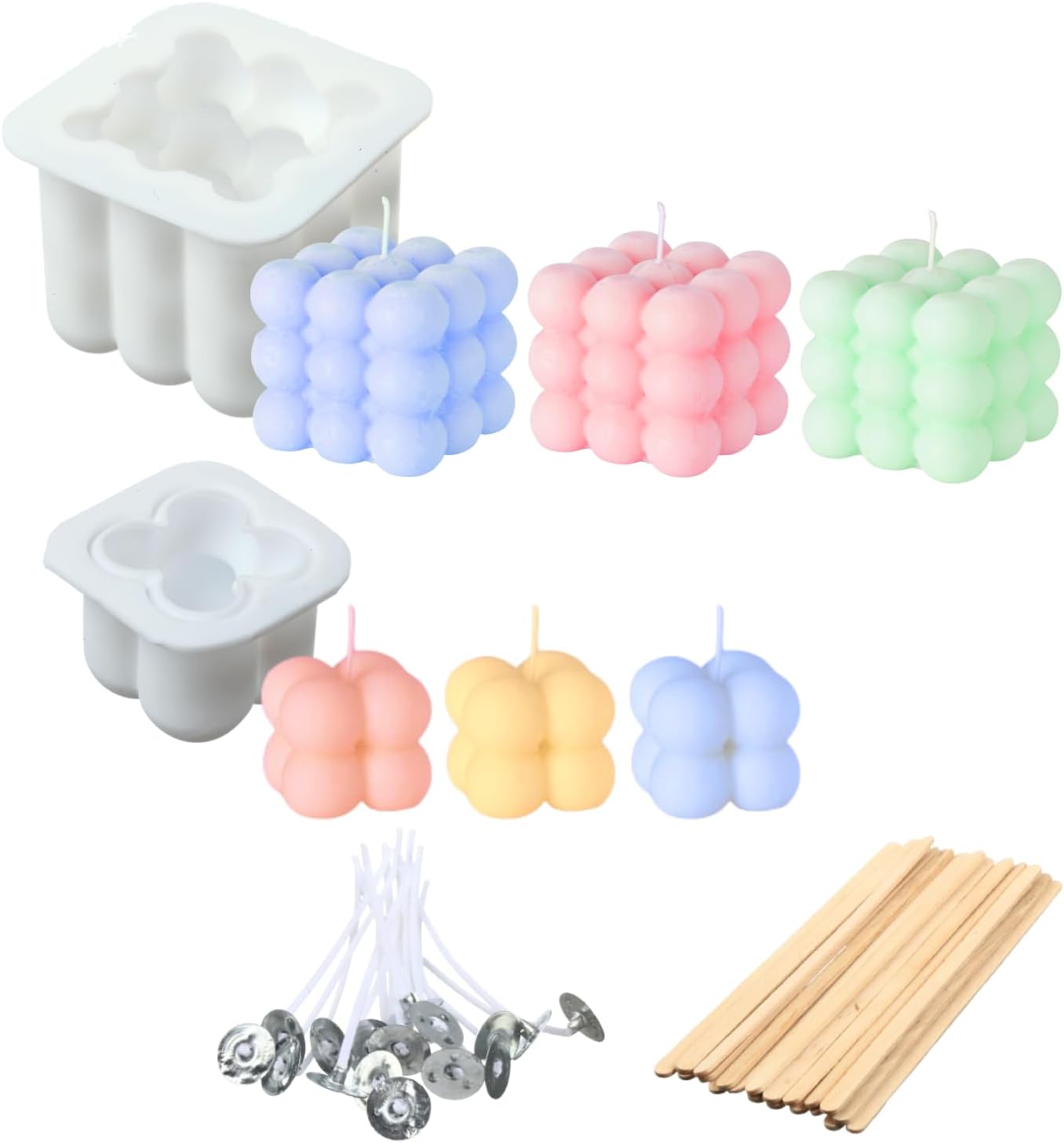 2 Pack of Candle Mold, Very Cute Silicone Mold with 20 Wicks Included for Candle Making, Soap Mold for Soap Making.
