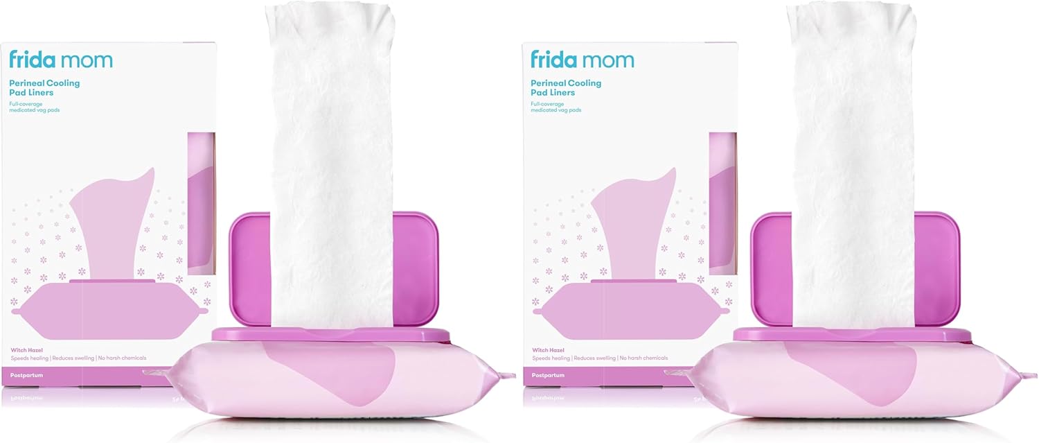 Frida Mom Witch Hazel Perineal Cooling Pad Liners for Postpartum Care, Hospital Bag Essentials for Pain Relief After Birth, Full-Length Medicated Cooling Pad Liners (24ct) (Pack of 2)