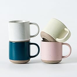 Morandi Color Ceramic Mini Espresso Cups Set of 4 – Double Shots 5.6 oz Coffee Mugs with Handle, Small Porcelain Modern Style Demitasse Cups for Tea, Latte, Cappuccino, Microwave Dishwasher Safe