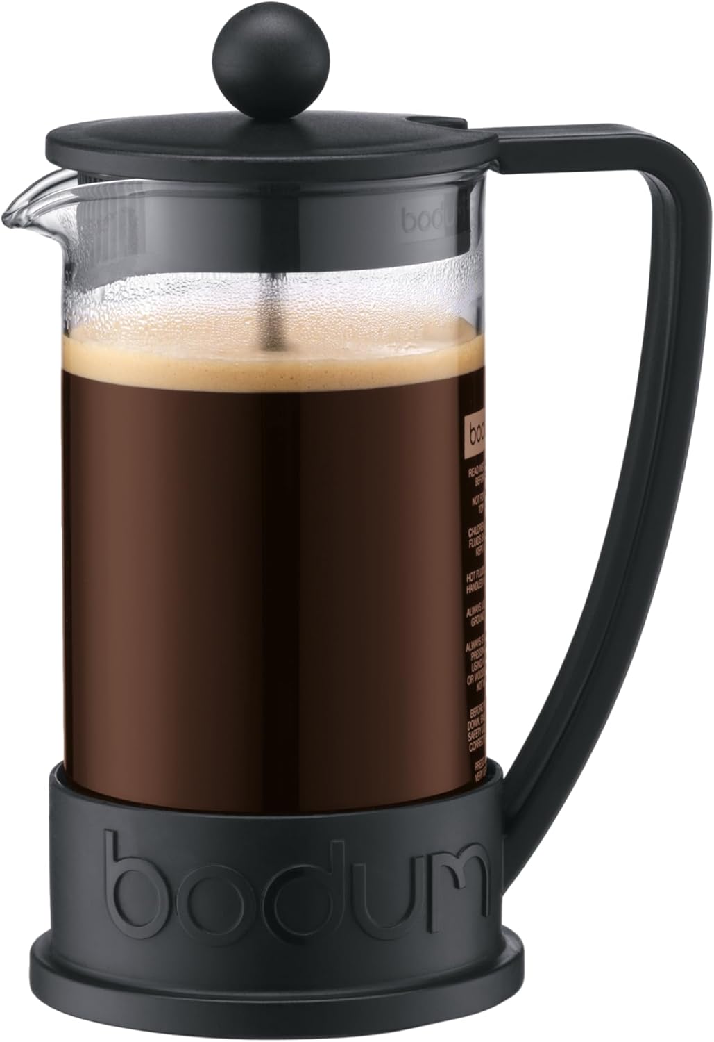 Bodum 12oz Brazil French Press Coffee Maker, High-Heat Borosilicate Glass, Black - Made in Portugal