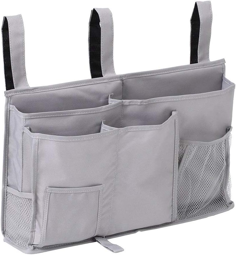 Sugaroom Bunk Bed Organizer - Bedside Storage Caddy with Pockets for College Dorm, Hospital, Baby Bed & Camp (Grey)