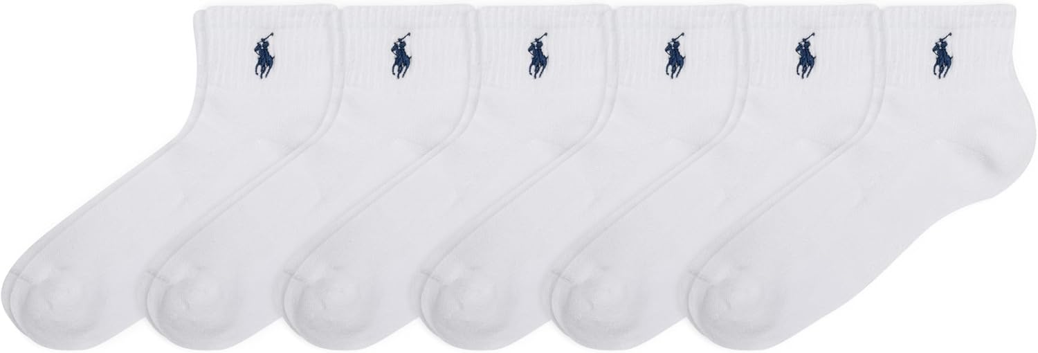 Polo Ralph Lauren womens Performance Cotton Ankle Socks - 6 Pair Pack - Breathable Mesh & Sport Cushioning