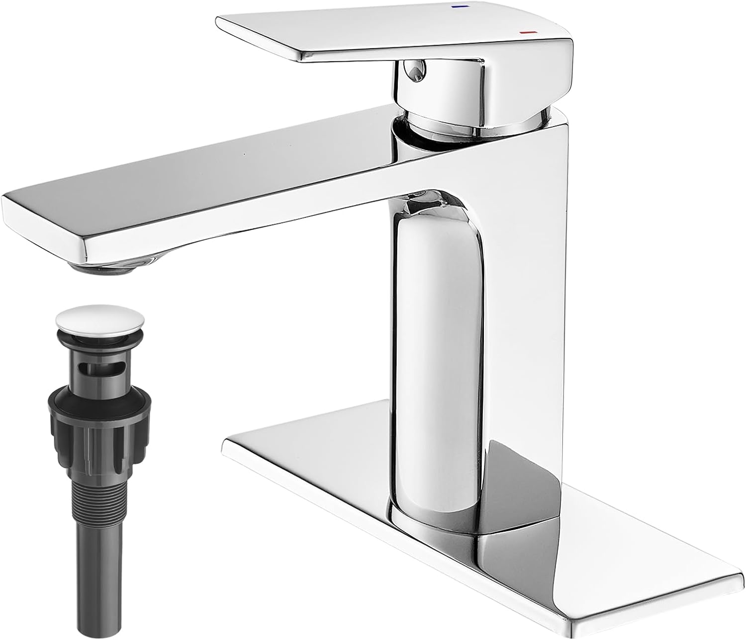Chrome Bathroom Faucets 1 Hole Single Handle Bathroom Vanity Sink Faucet with Pop-up Drain and Faucet Supply Lines Rv Lavatory Vessel Faucet Basin Mixer Tap