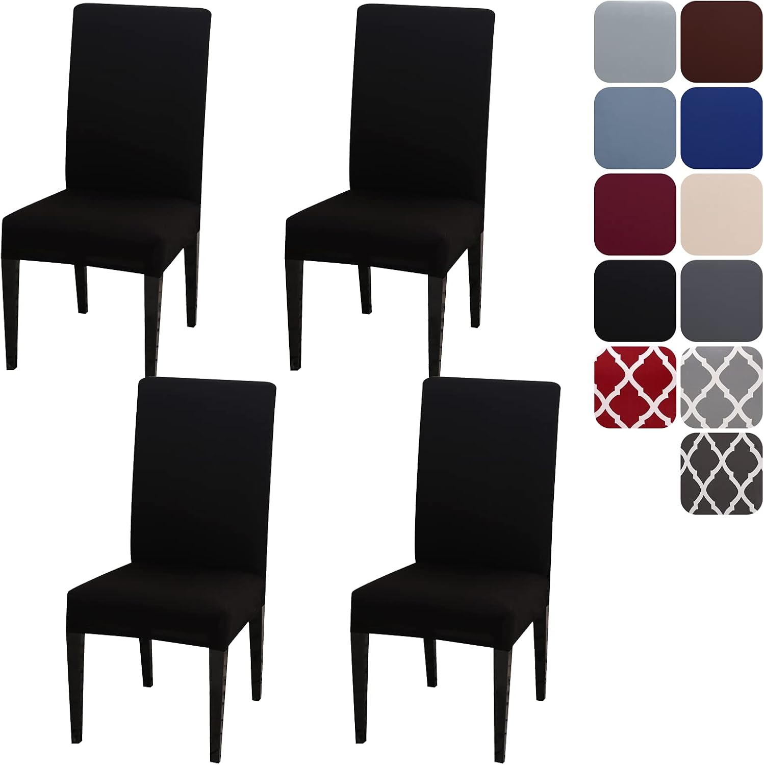 Aisprts Dining Room Chair Covers Slipcovers Set of 4, Stretch Removable Washable Dining Chair Protector Decoration Cover Seat Slipcover for Hotel, Ceremony, Banquet, Kitchen, Restaurant, Home
