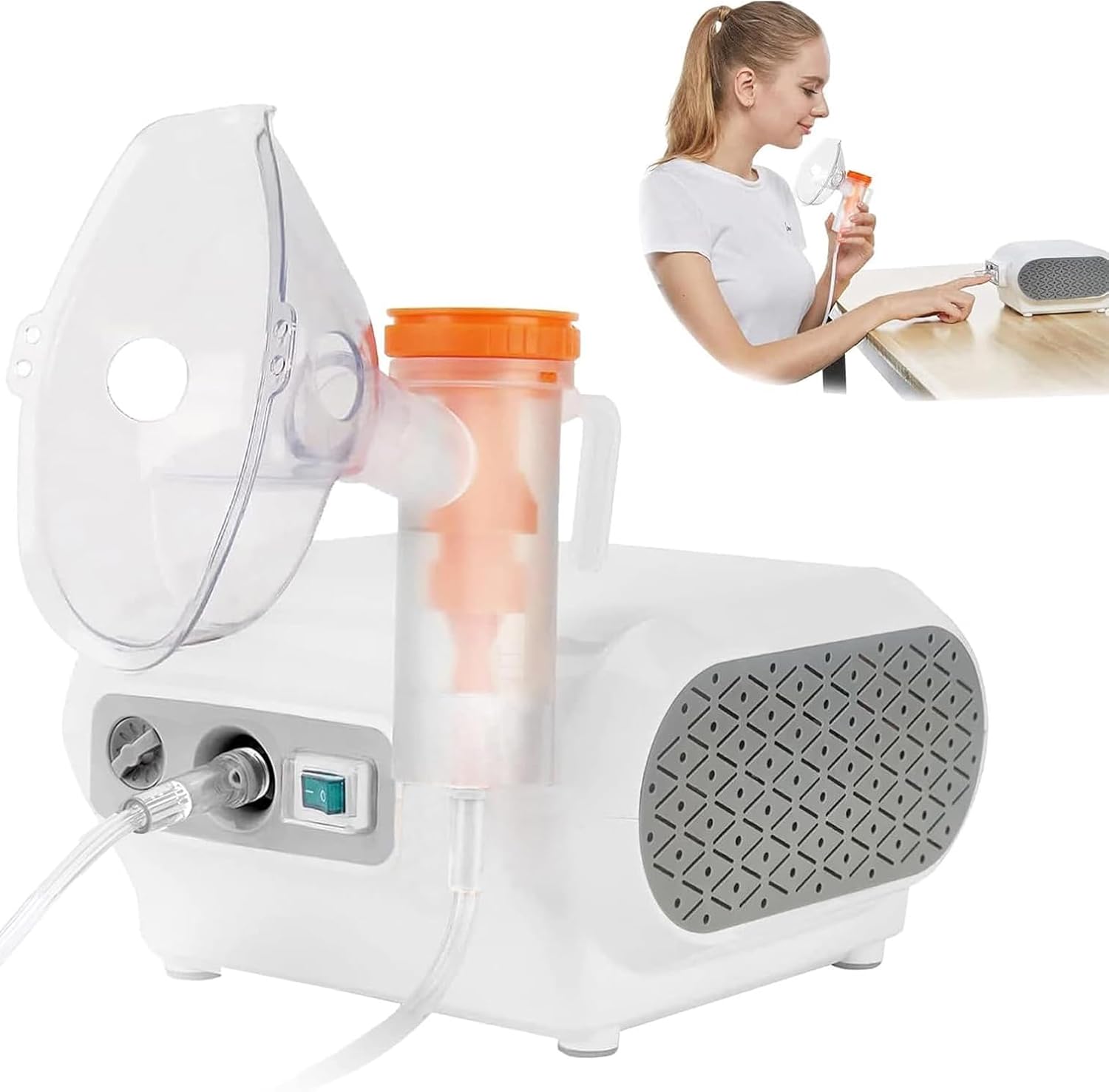 Sakmot Compact Compressor Ne-buliser Machine for Adults & Kids, Strong Mist Ne-bulizer for Home and Travel Use (White)