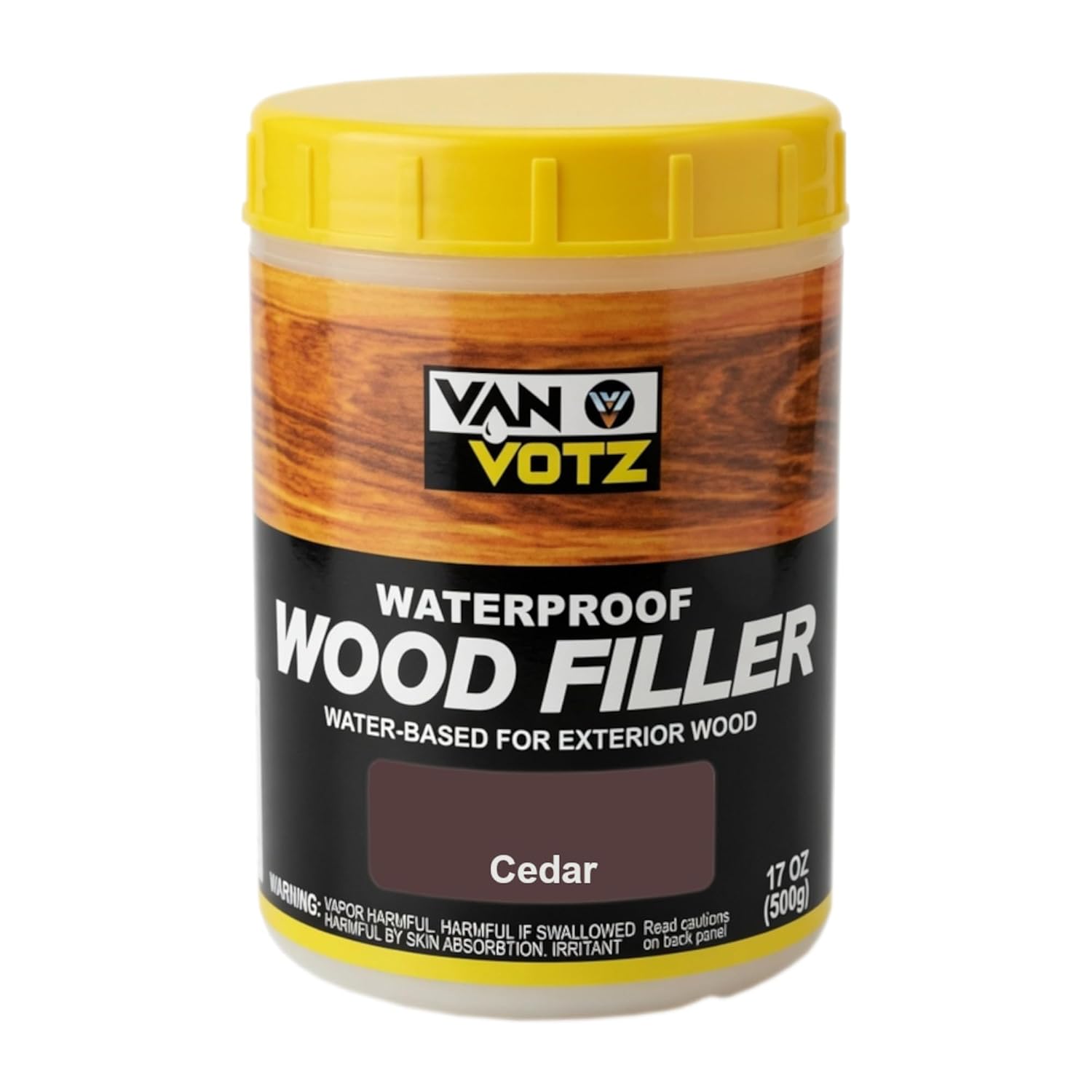Waterproof Wood Filler [Half-Pint, Cedar] - Exterior Grade Wood Repair in 18 Paintable and Stainable Colors. Strong Adhesion and Durability for Outdoor Wood in All Weather Conditions.