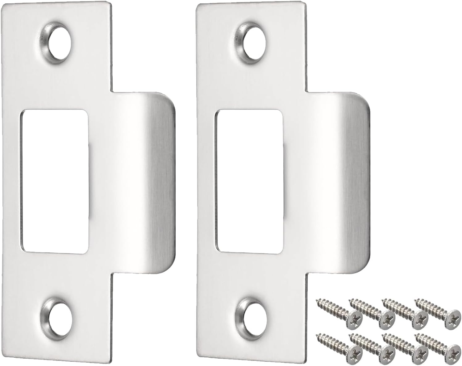 Door Strike Plate,2Sets Door Security Strike Plates & Matching Screws,Short Strike Plate Internal Door Lock Mortice Latch Stainless Steel Latch Deadbolt Strike Plate for Wooden Doors House Door