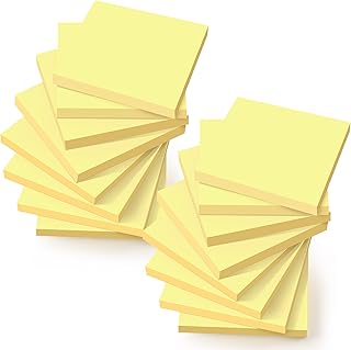 (16 Pack) Sticky Notes 3x3 in Canary Yellow, Clean Removal, Recyclable, Self-Stick Pads, Easy to Post for Home, Office, Notebook