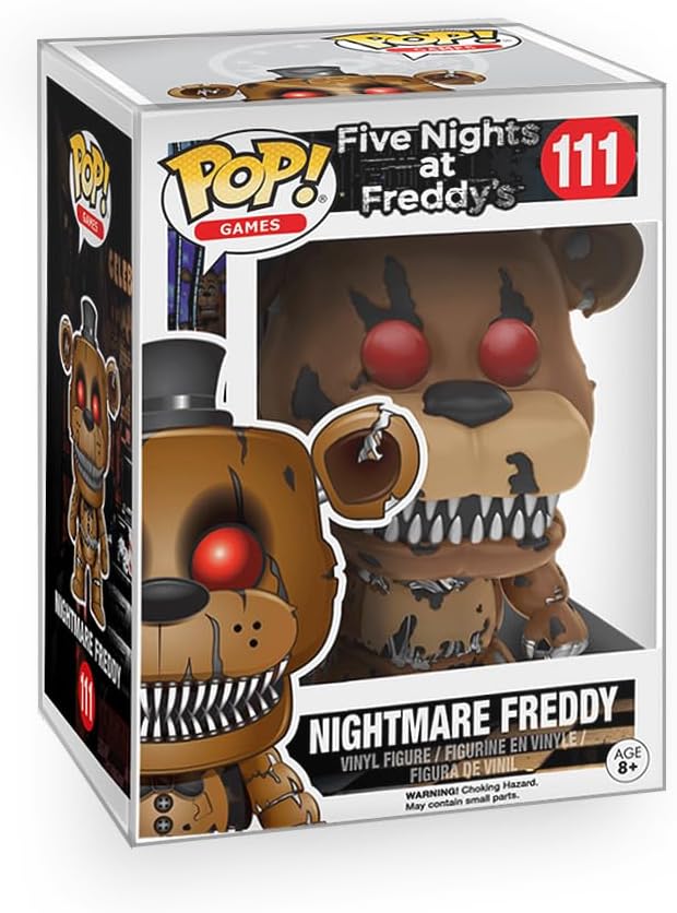 Five Nights at Freddy's (FNAF) - Nightmare Freddy Fazbear Vinyl Figure Bundle with Compatible Funko Pop Box Protector