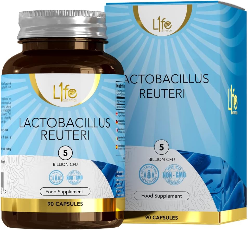 LN Lactobacillus Reuteri | 90 Lactobacillus Reuteri Probiotic Capsules - 5 Billion CFU L-Reuteri per Serving | High Strength L-Reuteri Supplement | Non-GMO, Gluten & Allergen Free | Made in The UK
