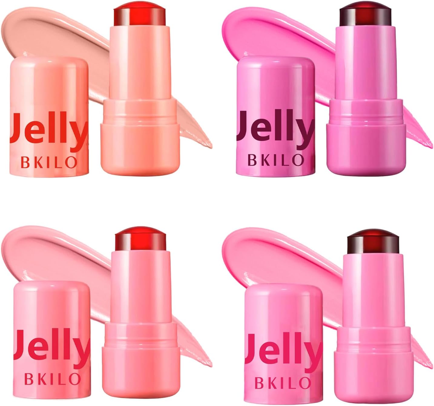 4 Pcs Milk Jelly Blush Stick, Milk Jelly Tint Stick, 4 Colours Jelly Blush, Moisturize and Blendable Milk Blush for Cheek, Eyes, Lip