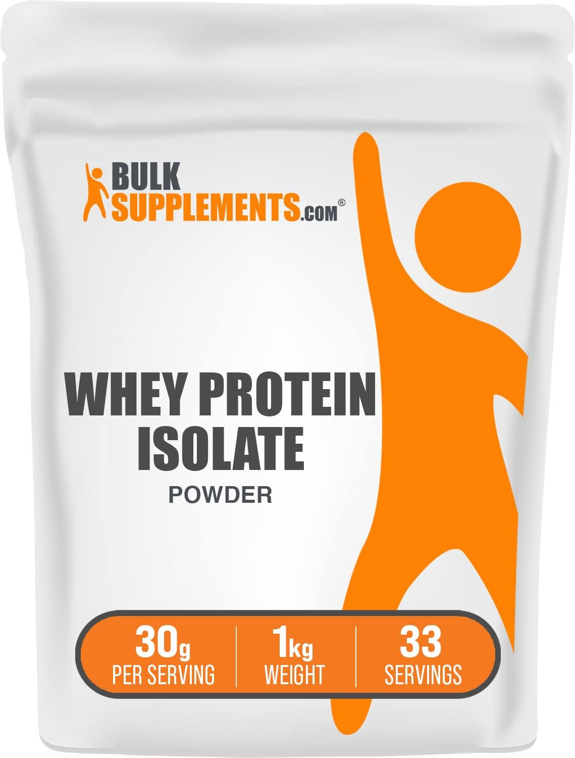 BulkSupplements.com Whey Protein Isolate Powder - Whey Protein Powder, Unsweeteneed, Unflavored & Gluten Free - 30g per Serving, 1kg (2.2 lbs) (Pack of 1)