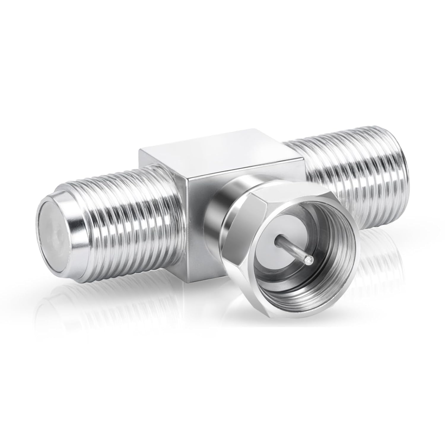 Coaxial Cable Splitter F-Type Coax Cable Splitter Combiner Adapter TV Splitter 2 in 1 Out 3 Way Connector F Male to Dual F Female T Connector Adapter for TV Video VCR Antenna Cable Satellite