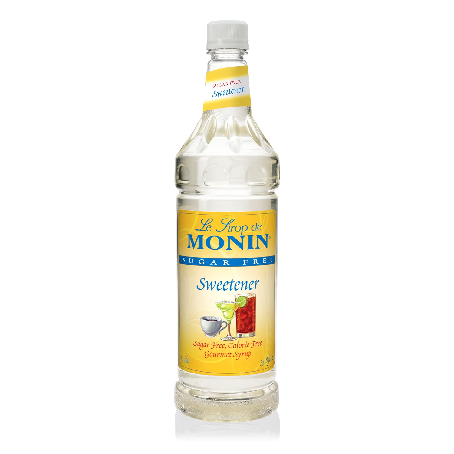 Monin - Sugar Free Sweetener, Great for Coffee, Cocktails, & Lattes, Dissolves Quickly In Liquids, Made With Sucralose, Sweet Flavoring, Clean Label, Gluten-Free, Non-GMO (1 Liter, Single)