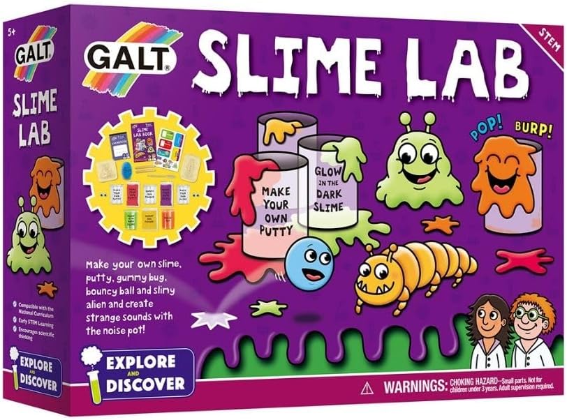 Galt Slime Lab -Explore and Discover STEM Craft and Science Set for Kids -Childrens Slime Making Kit for Boys and Girls -Includes 7 Fun Experiments, Lab Book and Step by Step Guide - Ages 5 Years Plus