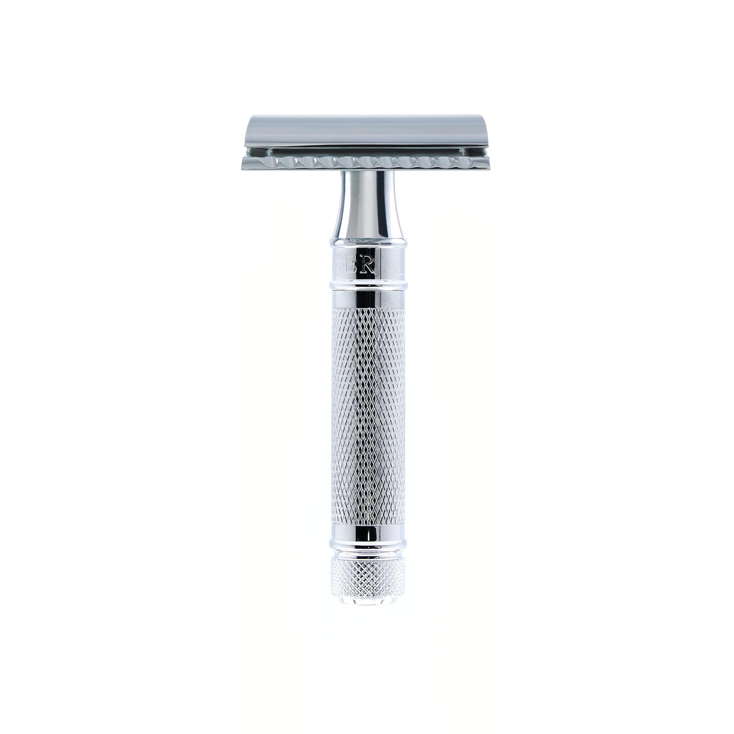 Edwin Jagger DES89KN Short Handled Classic Double Edge Manual Eco-Friendly and Reusable Safety Razor for Men and Women for Shaving Cream or Soap Fits All DE Razor Blades (Knurled)