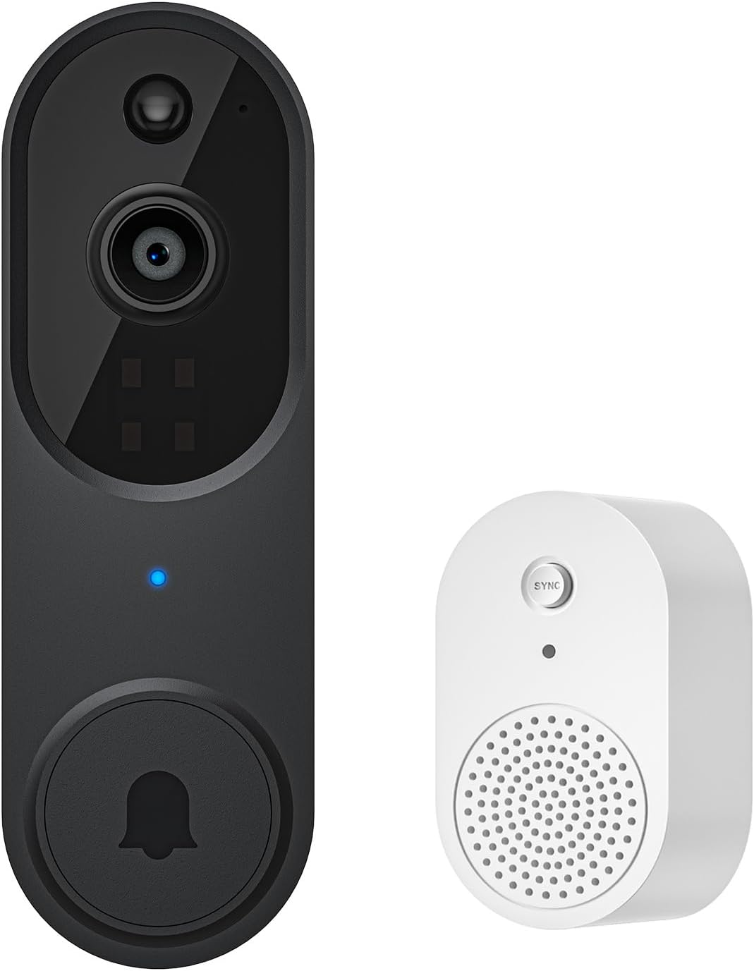 guggre 1080p Wireless Video Doorbell + Indoor Ring Chime, Enhanced Security with AI Human Detection, 2-Way Audio, Night Vision, AES-128 Cloud Storage, Real-Time Alerts, Smart Home Protection (Black)