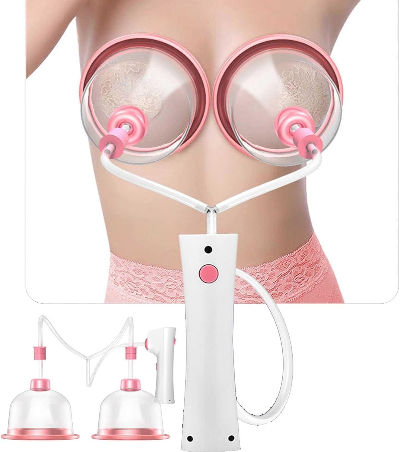 Electric Breast Enlargement Device, Female Chest Care Tool Accessories,double Cup Electric Breast Massager for Female for Breast Dysplasia, Flat Breasts, Sagging Breasts