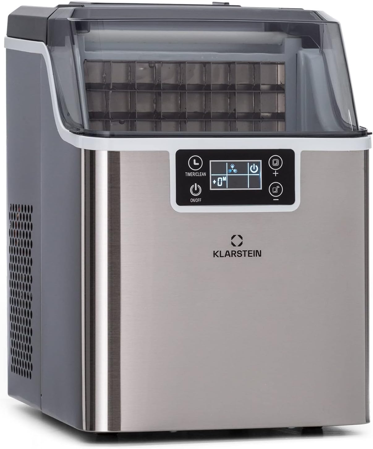 Klarstein Small Ice Maker Machine, Counter Top Ice Machine For Home and Kitchen, 3.2L Capacity, Fast Operation, Makes 20kg of Ice, Large and Small Sized Bullets, Self-Cleaning Ice Cube Maker Machine