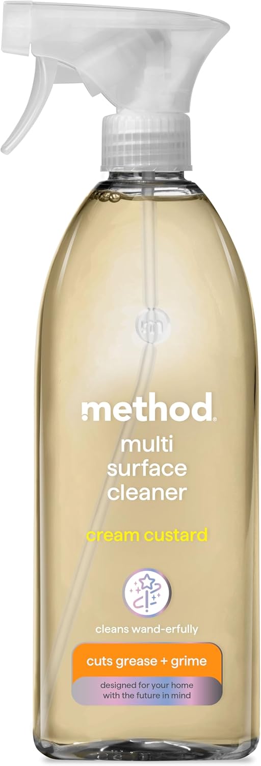 Method All Purpose Cleaner Spray, Cuts Grease and Grime, Surface Cleaner, Cream Custard Scent, Pack of 1, 1 x 828ml