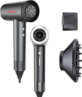 Hair Dryer, Fast Drying Blow Dryer with Magnetic Nozzle,110,000RPM Brushless Motor, High Speed Low Noise, Ionic No Heat Damage, for Travel, Home, Gift