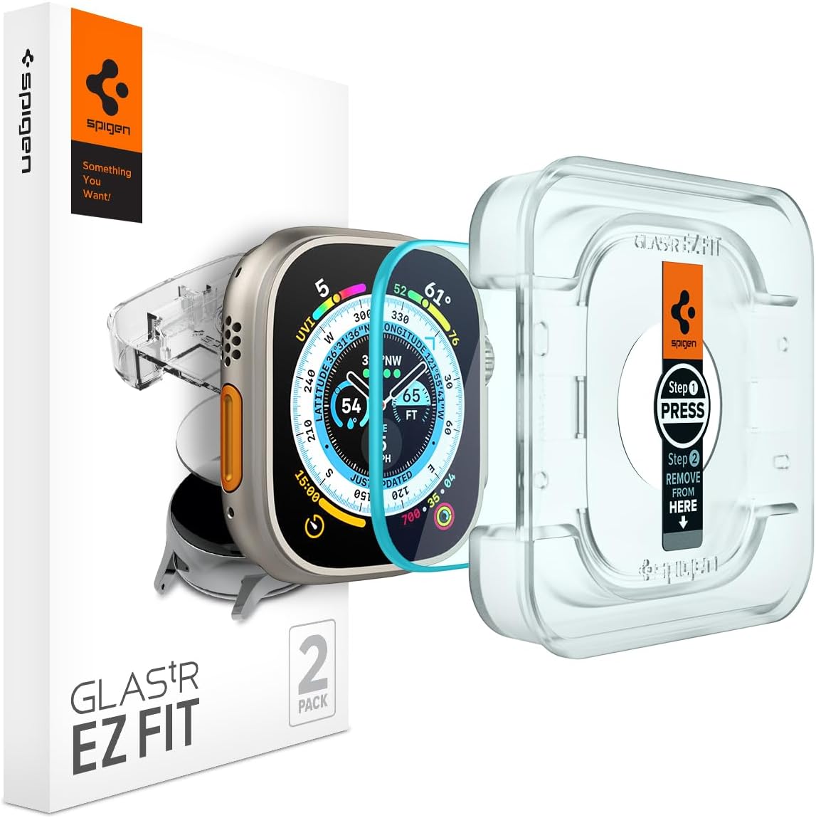 Spigen EZ Fit Tempered Glass Screen Protector for Apple Watch Ultra 2, Apple Watch Ultra (49mm) - 2 Pack