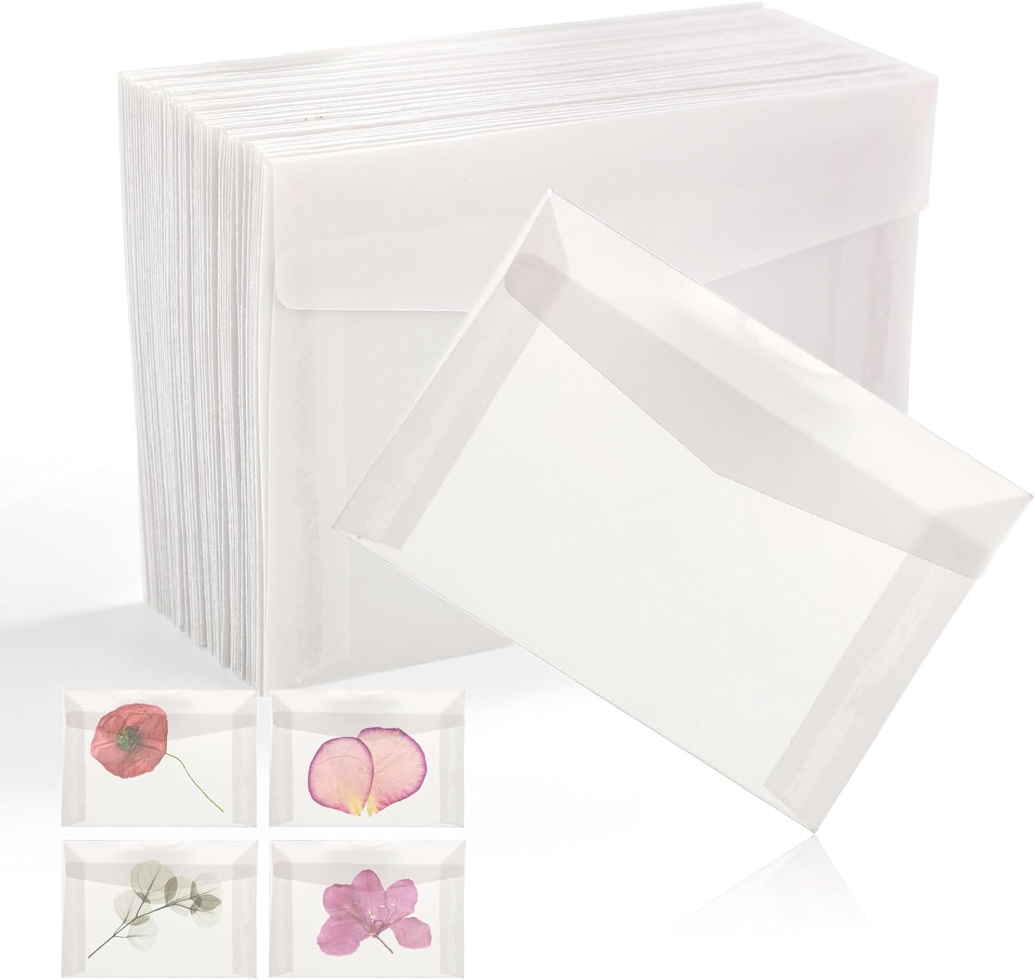 50pcs Glassine Envelopes, 3.94x2.76in Lottery Ticket Envelopes for Stamps, Storing Photos, Lottery Tickets, Badges, Postcards Clear Bags for Friends and Family
