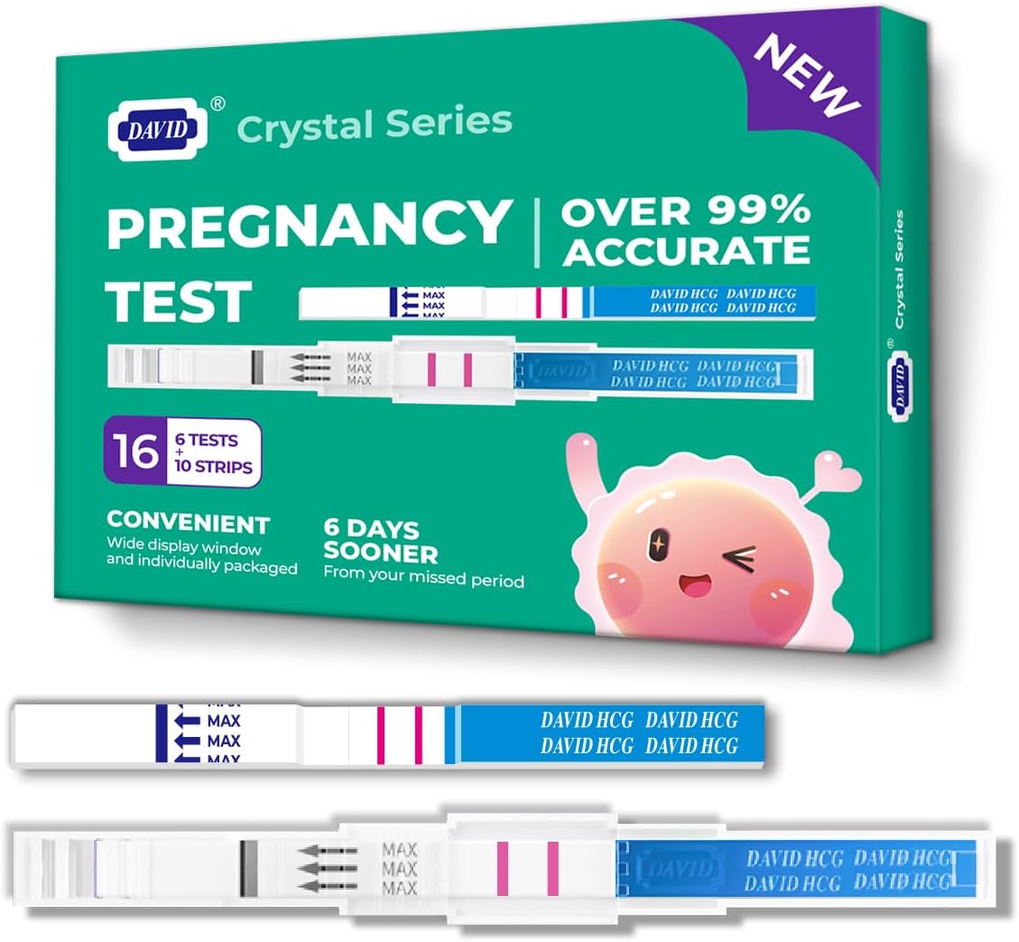DAVID Pregnancy Test 16 Counts HCG Midstream Tests Early Detection, 6 Days Earlier Than The Missed Period, 6 Lightweight Pregnancy Tests and 10 Pregnancy Tests Strips