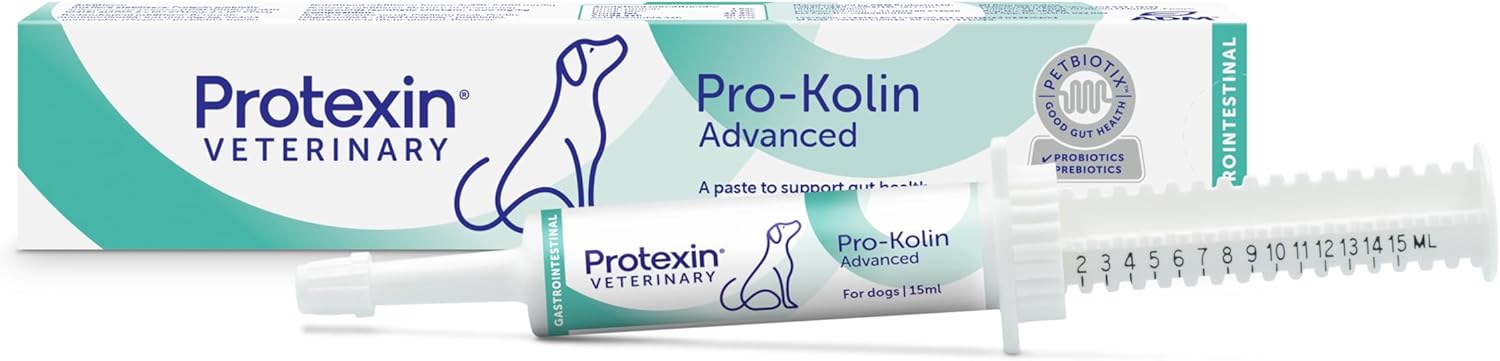 Protexin Veterinary Pro-Kolin Advanced Gut Health Paste for Dogs – 15ml – Firm Up Poop, Soothe Gut Lining, Prebiotic & Probiotic Formula, Meat-Free Liver Flavour
